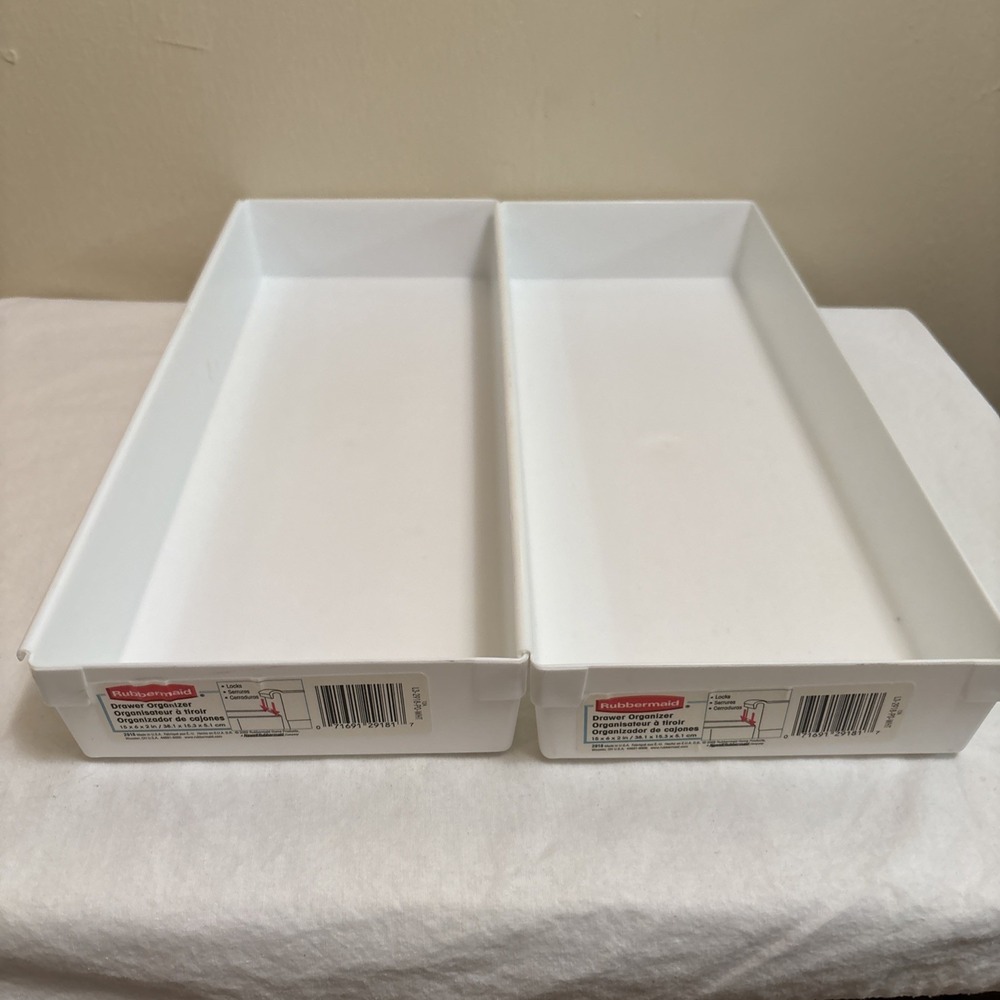 Rubbermaid Vintage Drawer Organizer 15x6x2 White 2918 Lot of 2 2002 USA